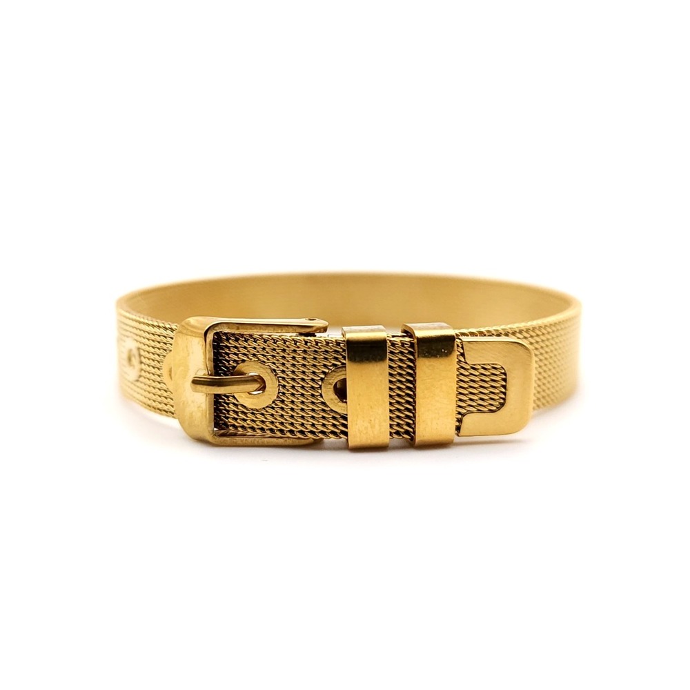 18K Gold Plated Mesh Bracelet Adjustable Stainless Steel Unisex